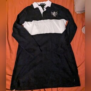 Black and White Long Sleeve  Polo Dress